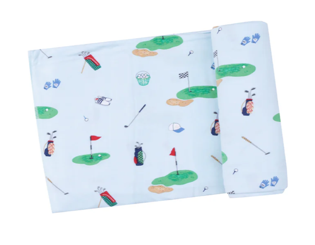 Angel Dear Golf Things Blue Swaddle Blanket