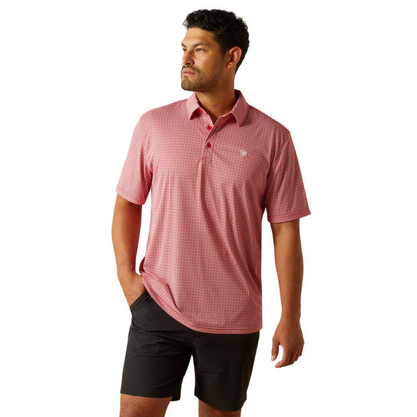 Ariat Men's All Over Scooter Red Print Polo