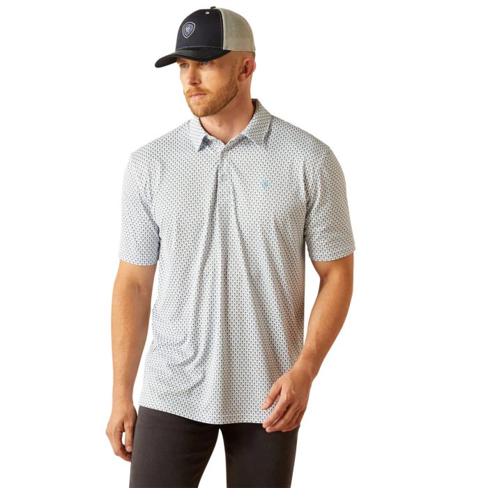 Ariat Men's All Over Print White Polo