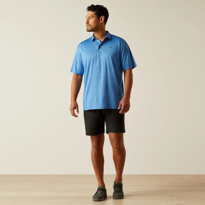 Ariat Men's Charger 2.0 Printed Classic Blue Polo