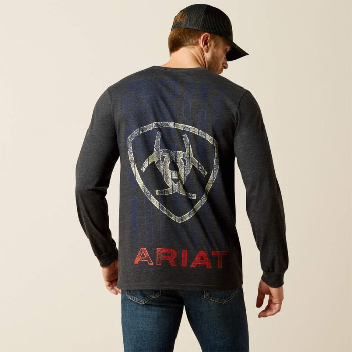 Ariat Men's Charcoal Stamped Freedom Classic Fit Long Sleeve Shirt