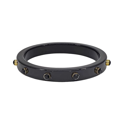 Black Acrylic Bangle with Stone Accents