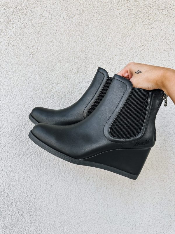 Black Blowfish Wedge Booties