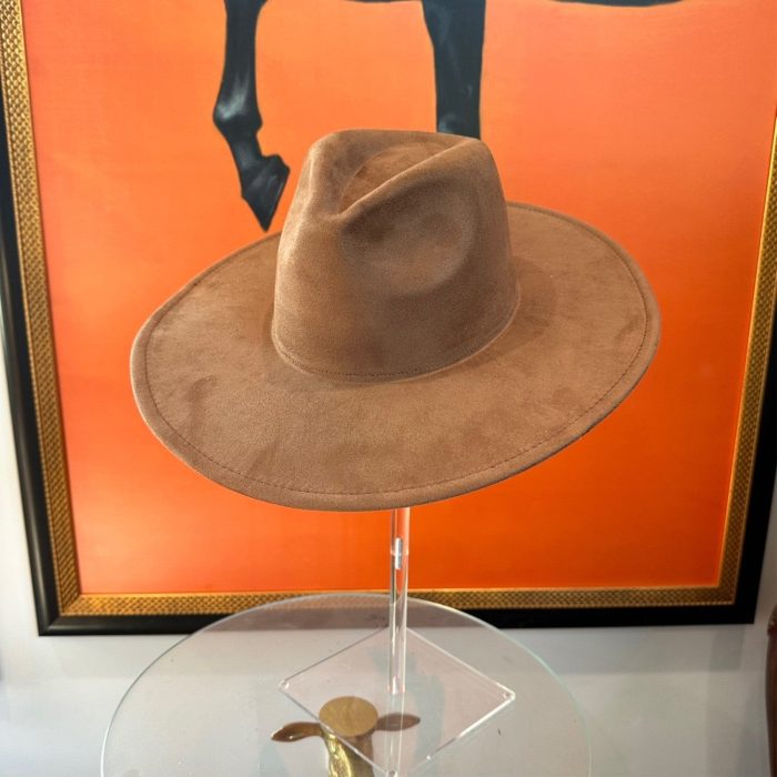 Brown Classic Wide Brim Sued Hat
