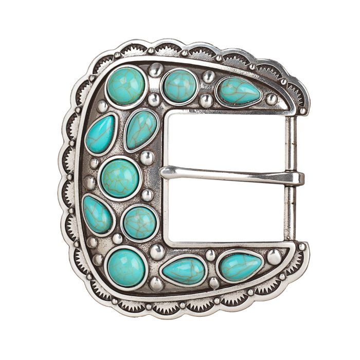 Blazin Roxx Ladies Square Turquoise Stone Belt Buckle