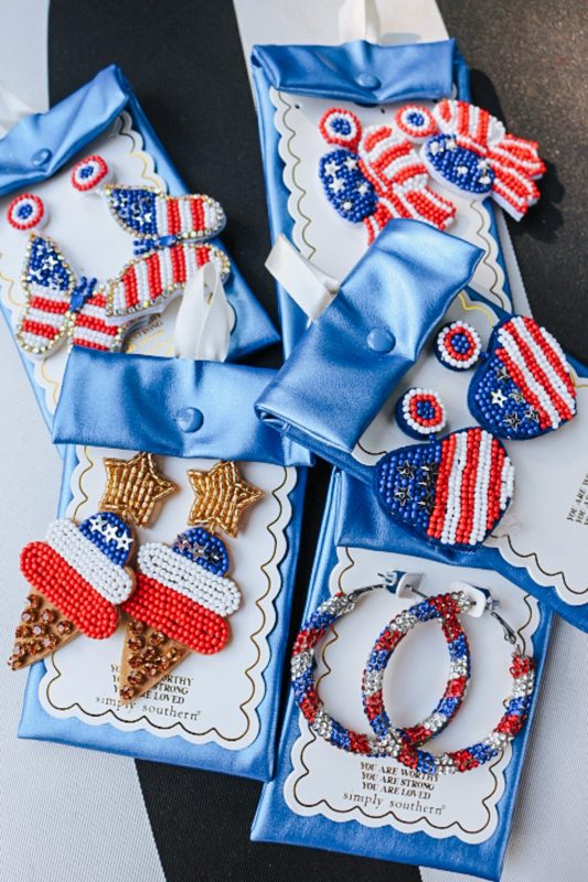 Beaded USA Earrings -6 Colors
