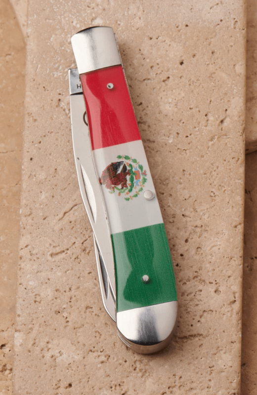 Circle SH Cutlery Acrylic Mexican Flag Trapper Knife