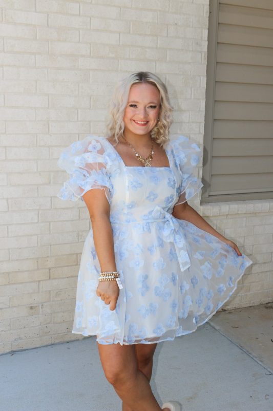 Clear As Day Sky Blue Floral Dress