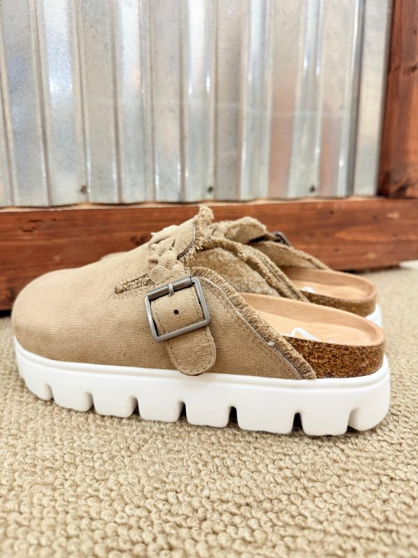Cali Slide Taupe Platform Slip Ons