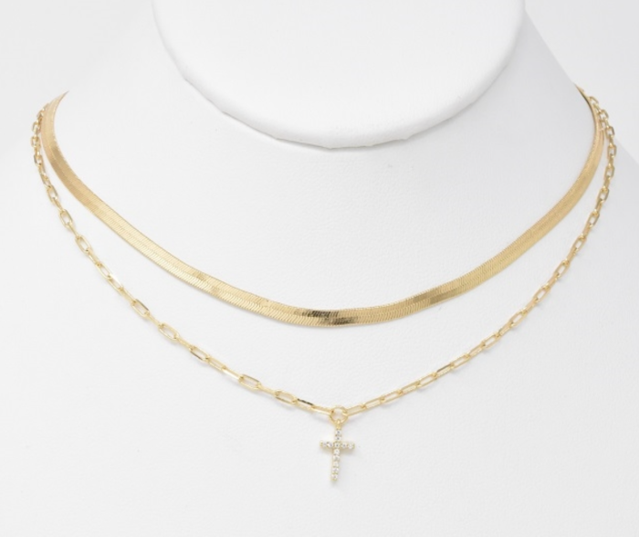 Dainty Crystal Cross Necklace