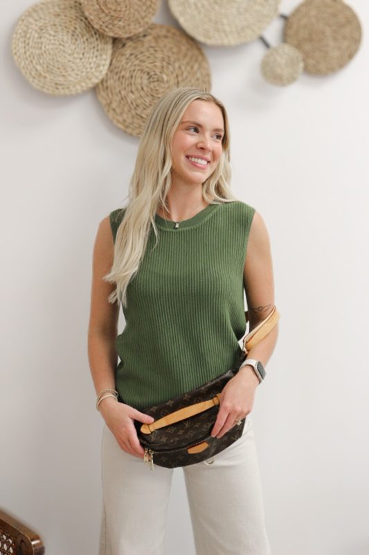 Destiny Calls Slate Green Ribbed Tank Top