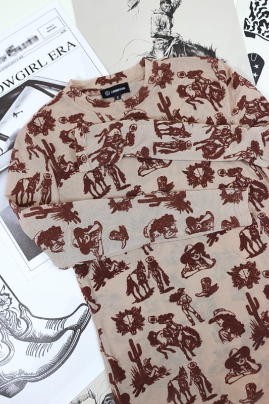 Desert Dreams Mocha Velvet Sheer Western Top