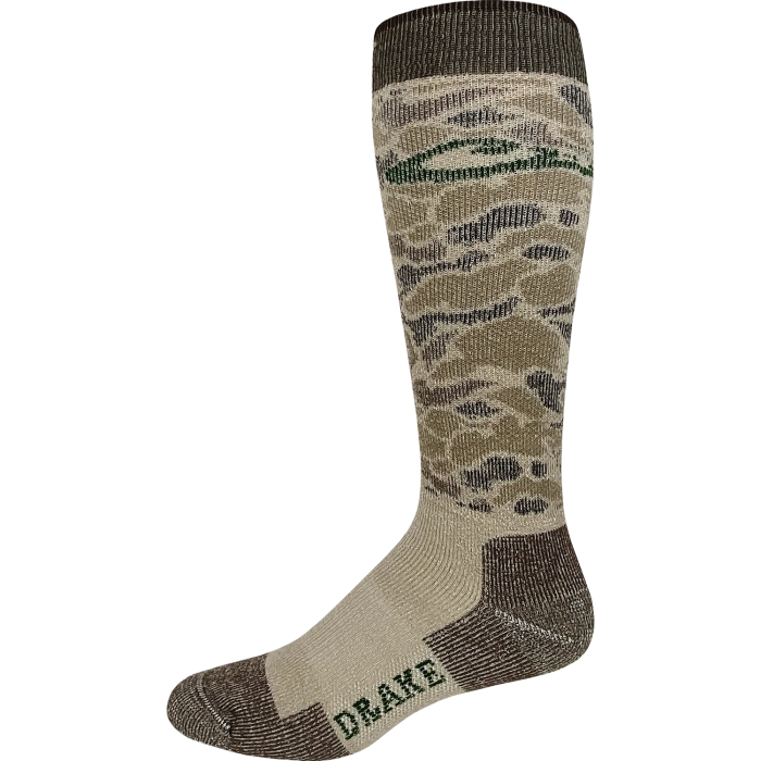 Drake Men's Old School Camo Heavyweight Merino Wool Tall Boot Socks