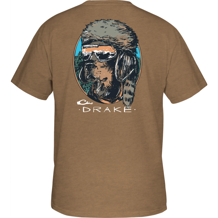 Drake Pop Art Coonskin Cap Lab Pecan Heather Tee