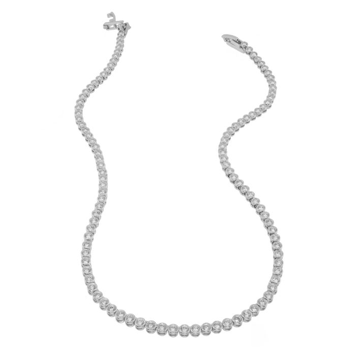 Diamond Silver Tennis Necklace - Demi-Fine