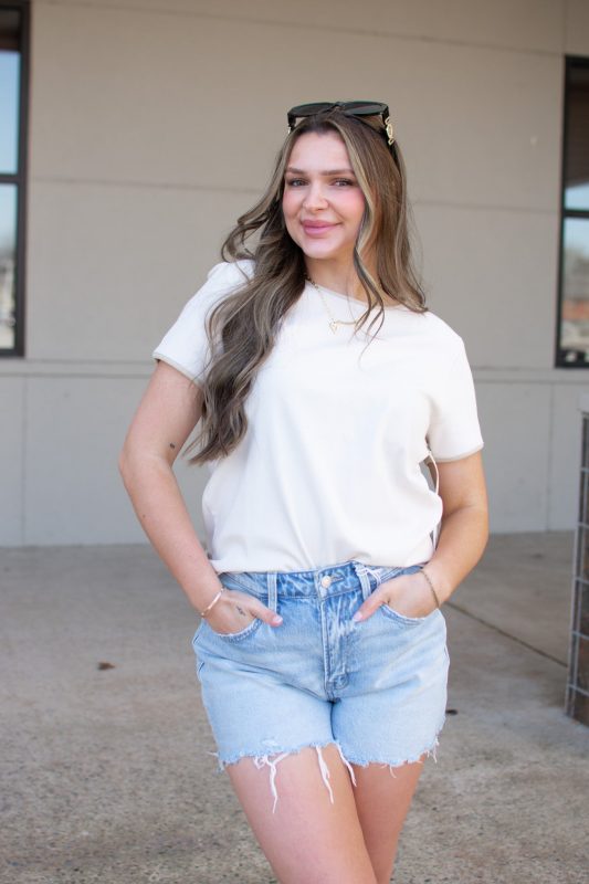 Easy Living Cream Ribbed Top
