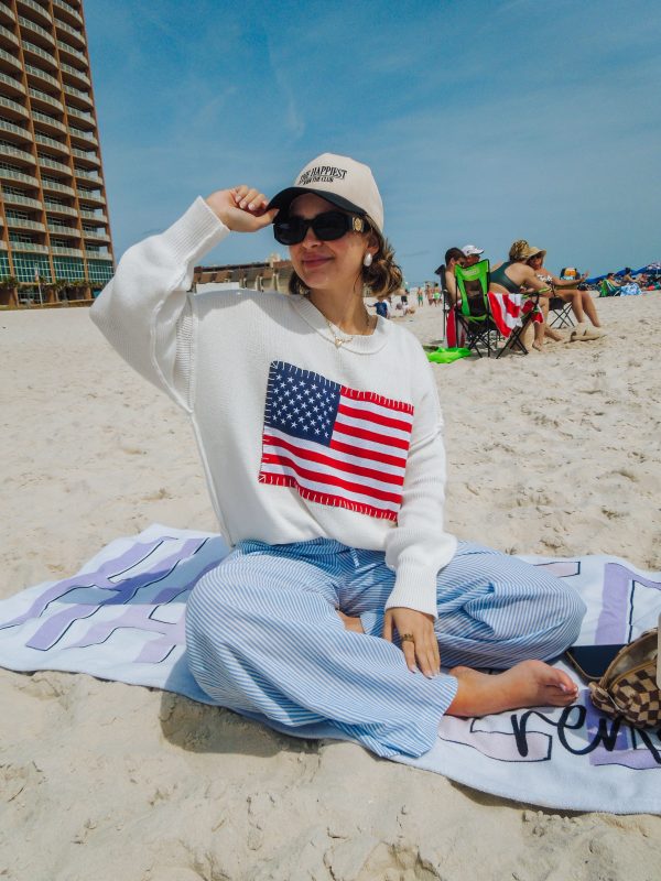 Freedom Calls Ivory American Flag Sweater