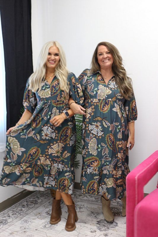 Full Of Happiness Teal Floral Dress