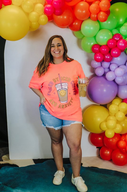 Fueled By Iced Coffee Coral Tee