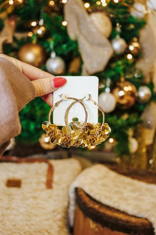 Gold Acrylic Round Multi Layered Hoop 2 Earring