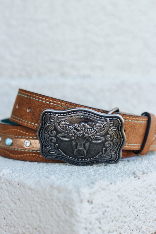 Girls Brown Rhinestone Belt
