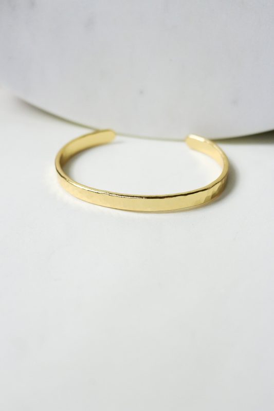 Gold Hammered Bangle Bracelet - Water Resistant