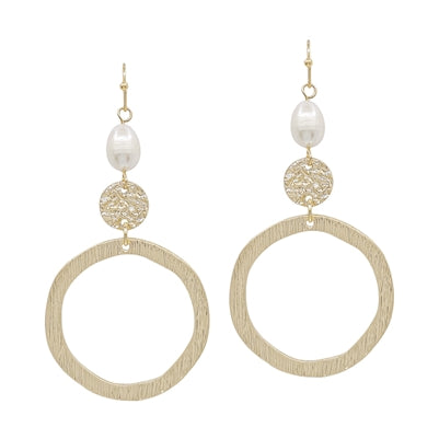Gold Open Circle with Pearl Drop 2 Earring
