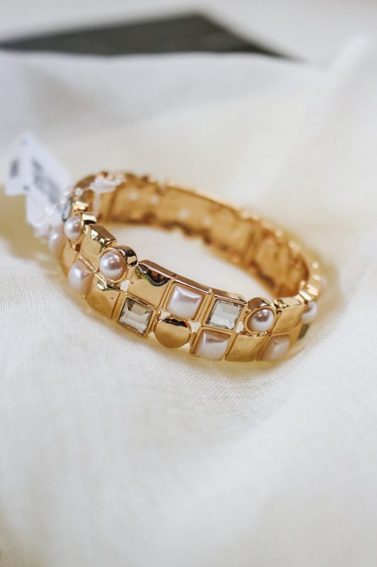 Gold Pearl Stretch Chunky Bracelet