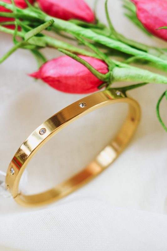 Gold Rhinestone Bangle Bracelet