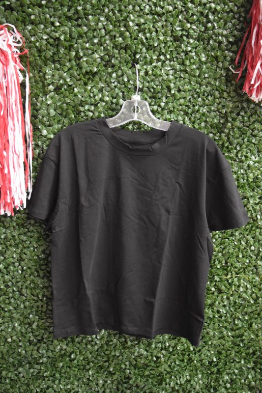 Girl's Solid Black Boxy T Shirt