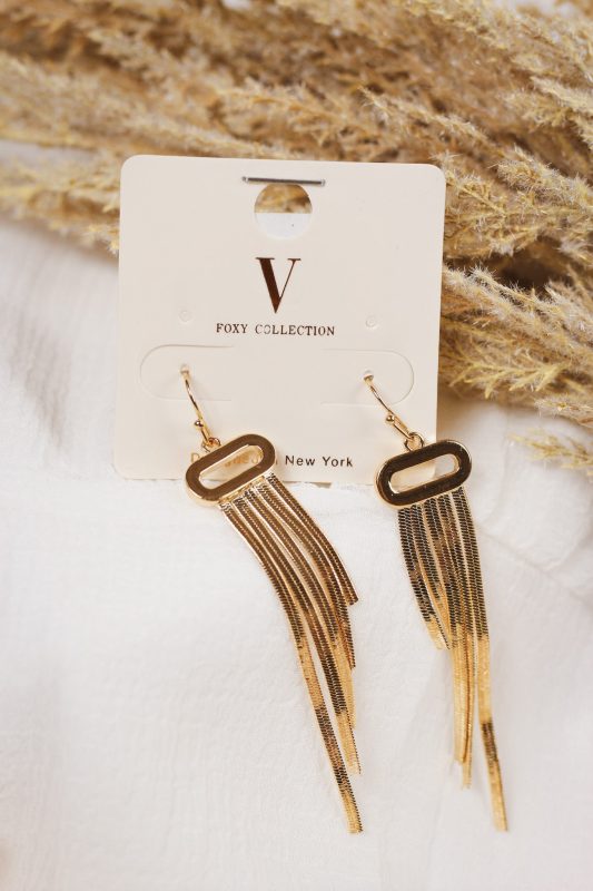 Gold Snake Chain Tassel 2.25 Earrings