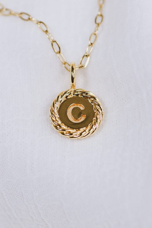 Gold Sealed With Love Initial C Necklace - Water Resistant
