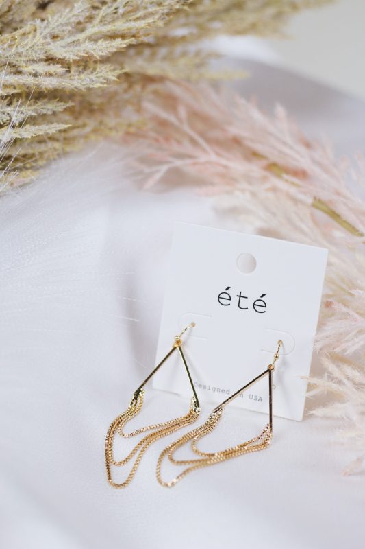 Gold Triple Chain Drop 2 Earring