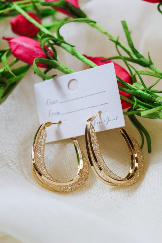 Gold Teardrop Hoop Earrings
