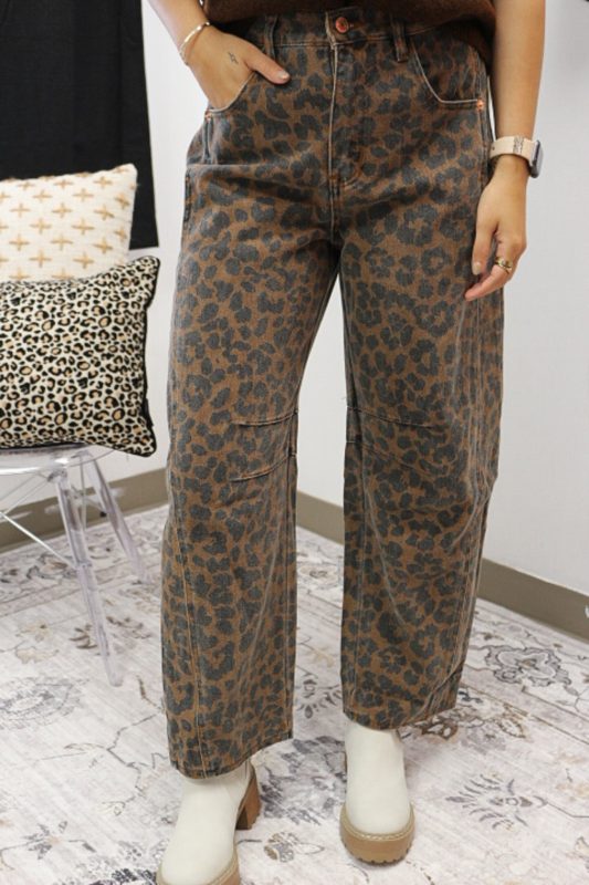 Hopeful Tomorrow Leopard Barrel Jeans