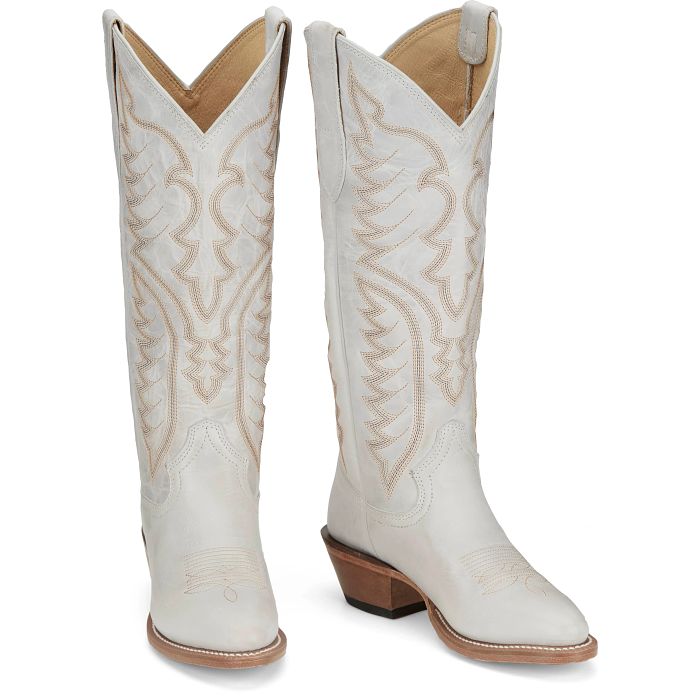 Justin Evelyn 15 Vintage Ivory Cowhide Western Boot