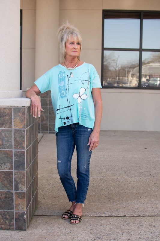 Jess & Jane Light Blue Petals Top