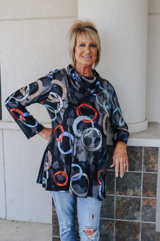 Jess & Jane Lagoon French Brushed Mock Neck Knit Tunic
