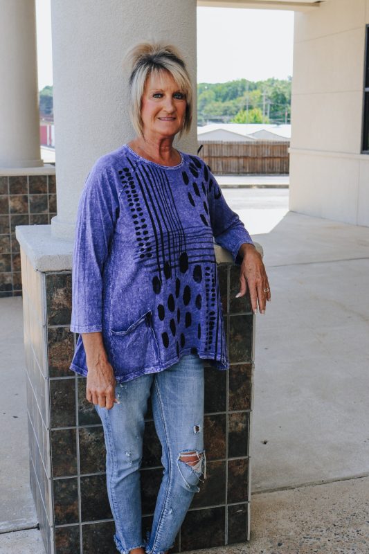 Jess & Jane Mix Match Mineral Wash Patch Tunic Top