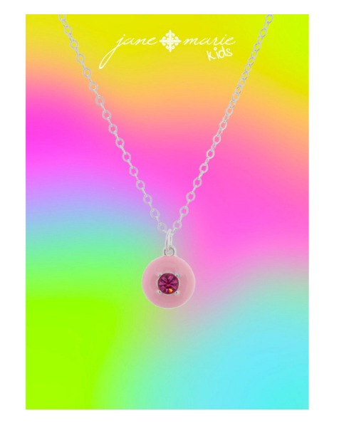 Kids Light Pink Round Crystal Necklace