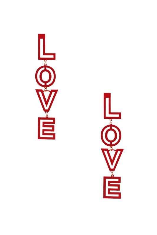 Love Dangle Earrings- Red