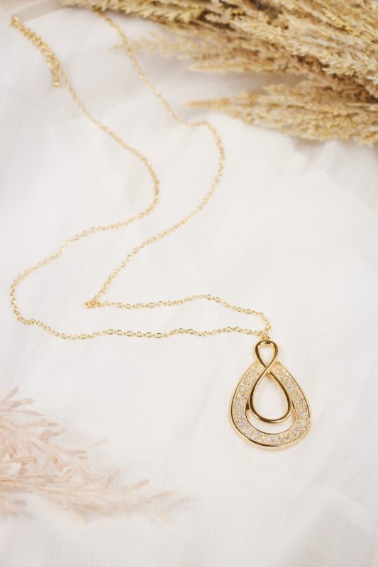 Light Gold Druzy Teardrop 32 Necklace
