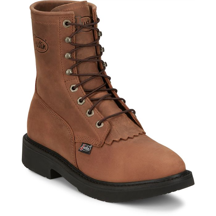 Livestock 8 Lace-Up Round Toe Work Boots by Justin