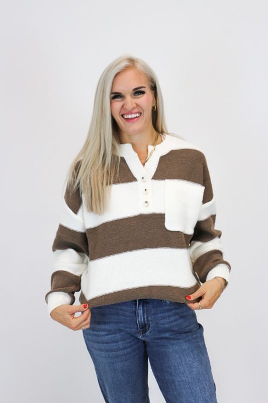 Latest Passion Brown Ivory Stripe Sweater