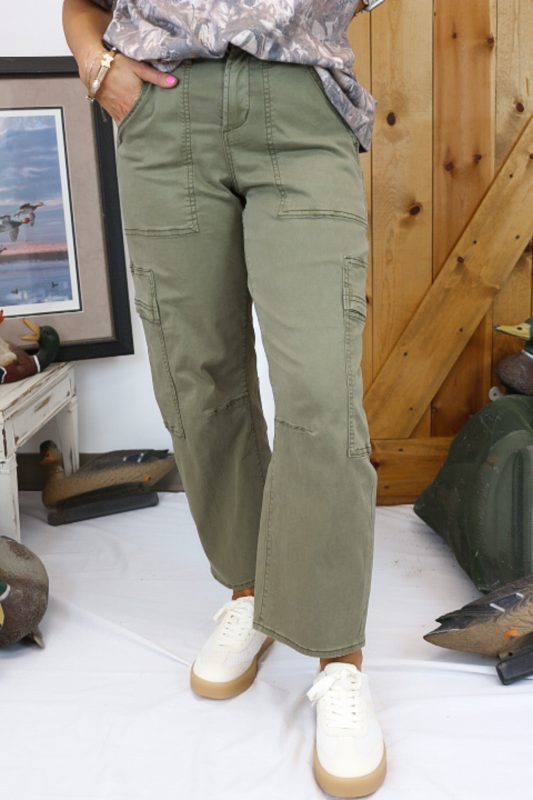 Lasso Straight Leg Olive Branch Green Pant By Dear John