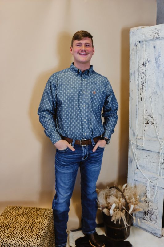 Men's Ariat Chambray Blue Dillon Classic Fit Shirt