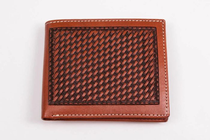 Mens Basketweave Bi Fold Wallet