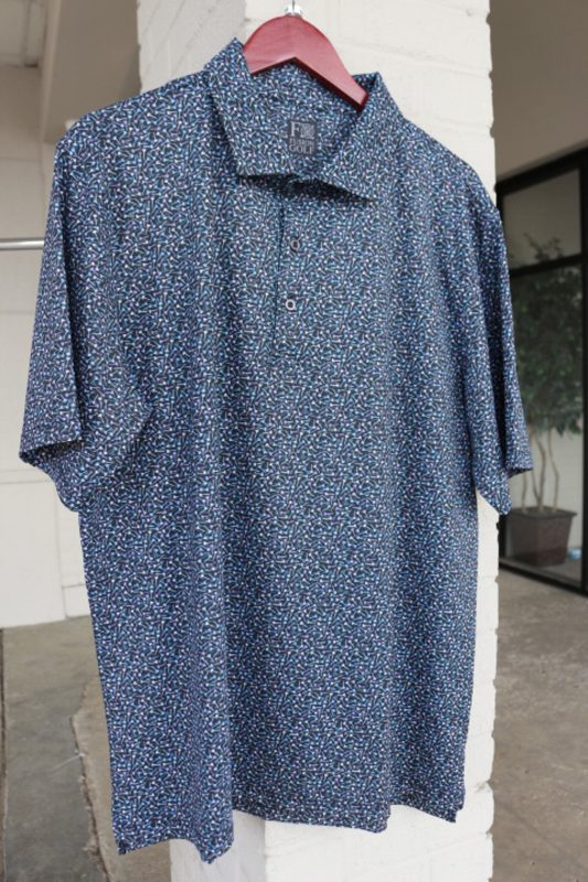 Men's Navy Printed Golf Polo