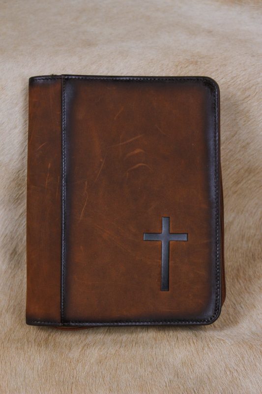 Nocona Bible Cover Stained Cross Brown