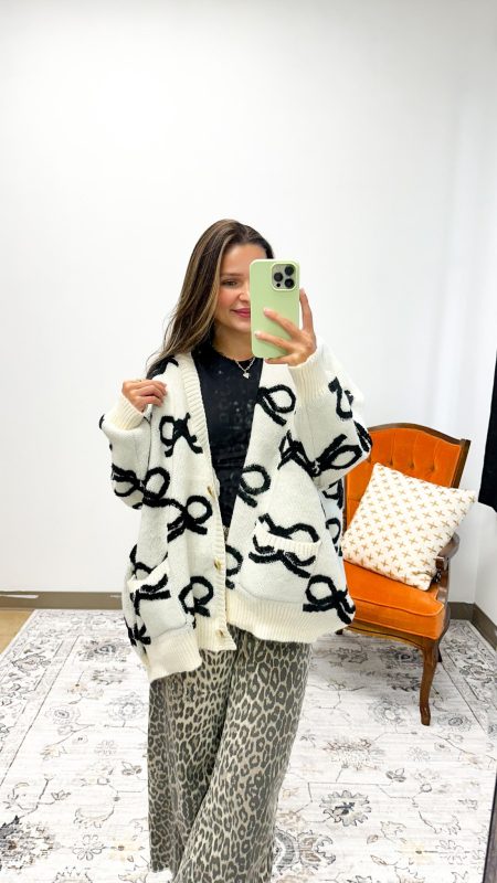 Put A Bow On It Sweater Cardigan -2 Colors
